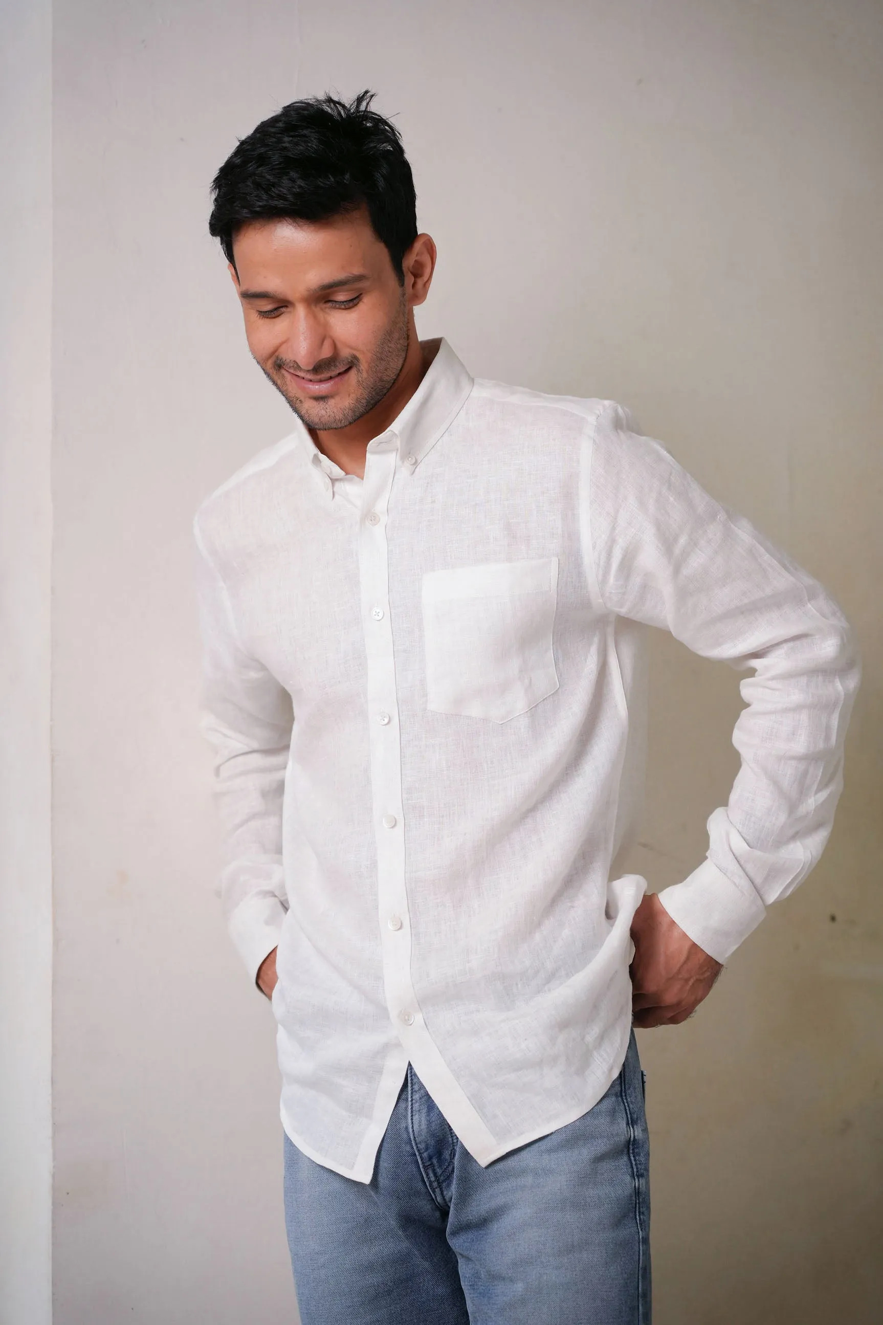Classic White ·  Button Down Collar · Full Sleeve Shirt