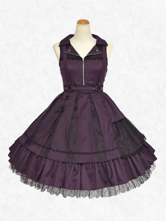 Classical Lolita Dress Polyester Sleeveless Lolita Dresses Classic Black