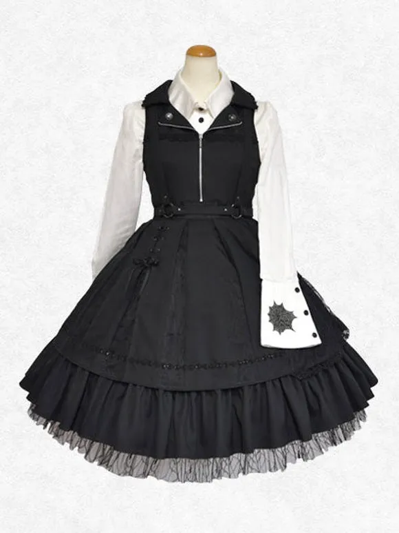 Classical Lolita Dress Polyester Sleeveless Lolita Dresses Classic Black