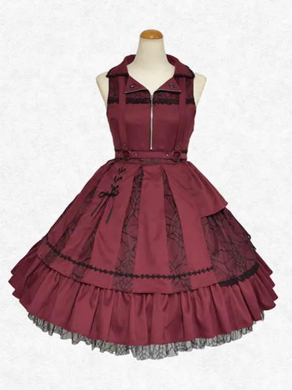 Classical Lolita Dress Polyester Sleeveless Lolita Dresses Classic Black