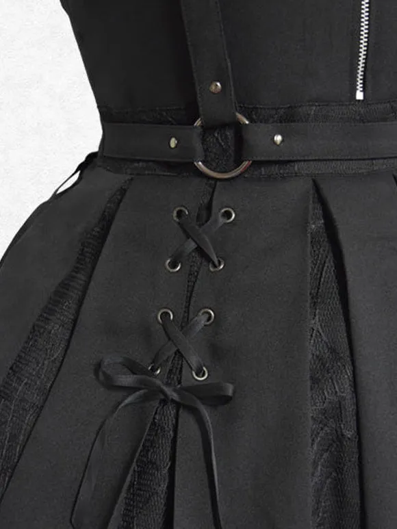 Classical Lolita Dress Polyester Sleeveless Lolita Dresses Classic Black