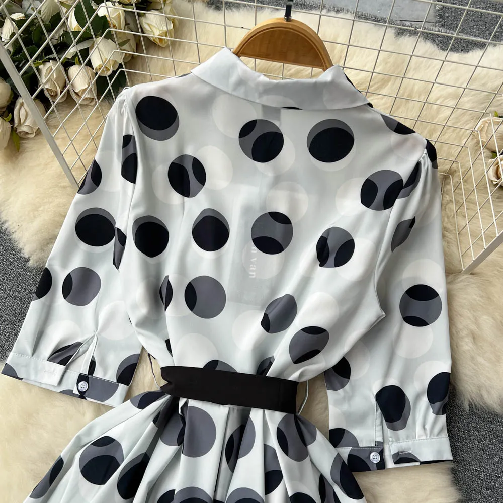 CM-DY096474 Women Elegant European Style Long Sleeve Pinched Waist Maxi Dress - White