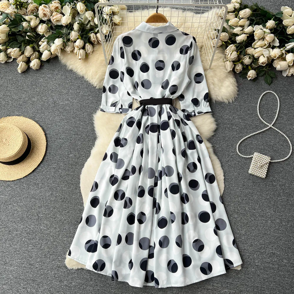 CM-DY096474 Women Elegant European Style Long Sleeve Pinched Waist Maxi Dress - White