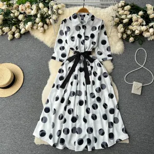 CM-DY096474 Women Elegant European Style Long Sleeve Pinched Waist Maxi Dress - White