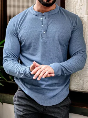 Comfort Fit Longsleeve Henley T Shirt for Men