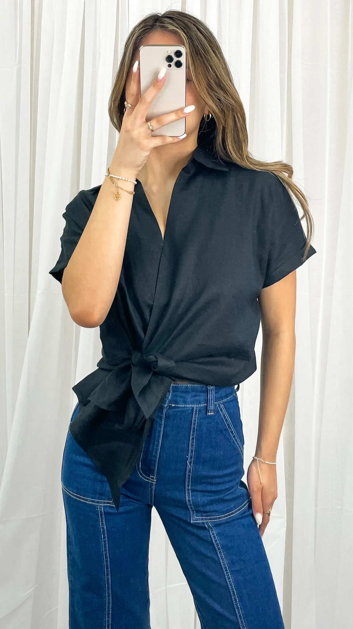 COMO LINEN SHIRT - BLACK
