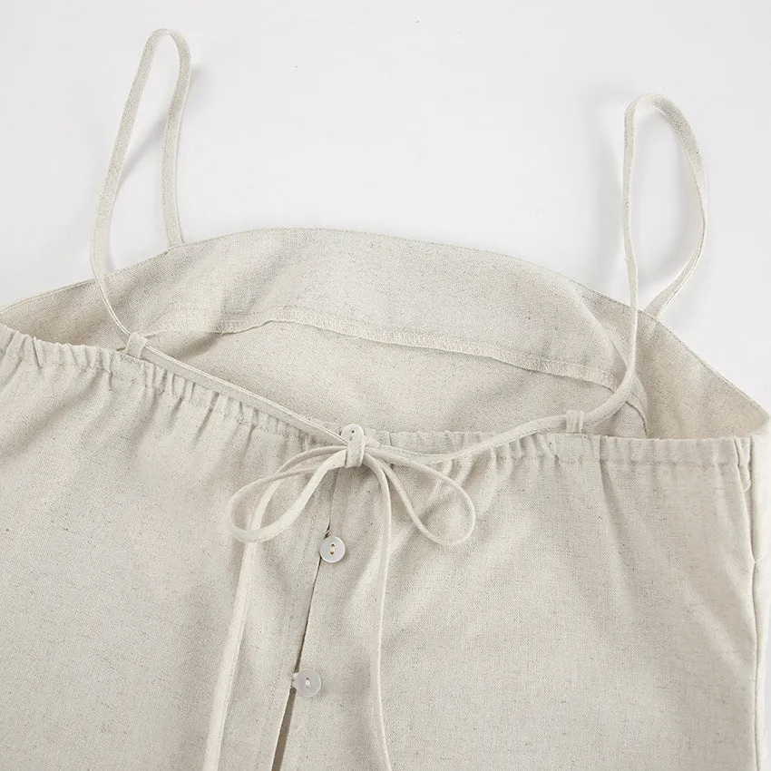 Cotton & Linen Pockets Cami Dress