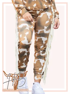 Cowhide Fringe Joggers