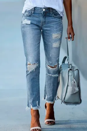 Cropped Ripped Jeans