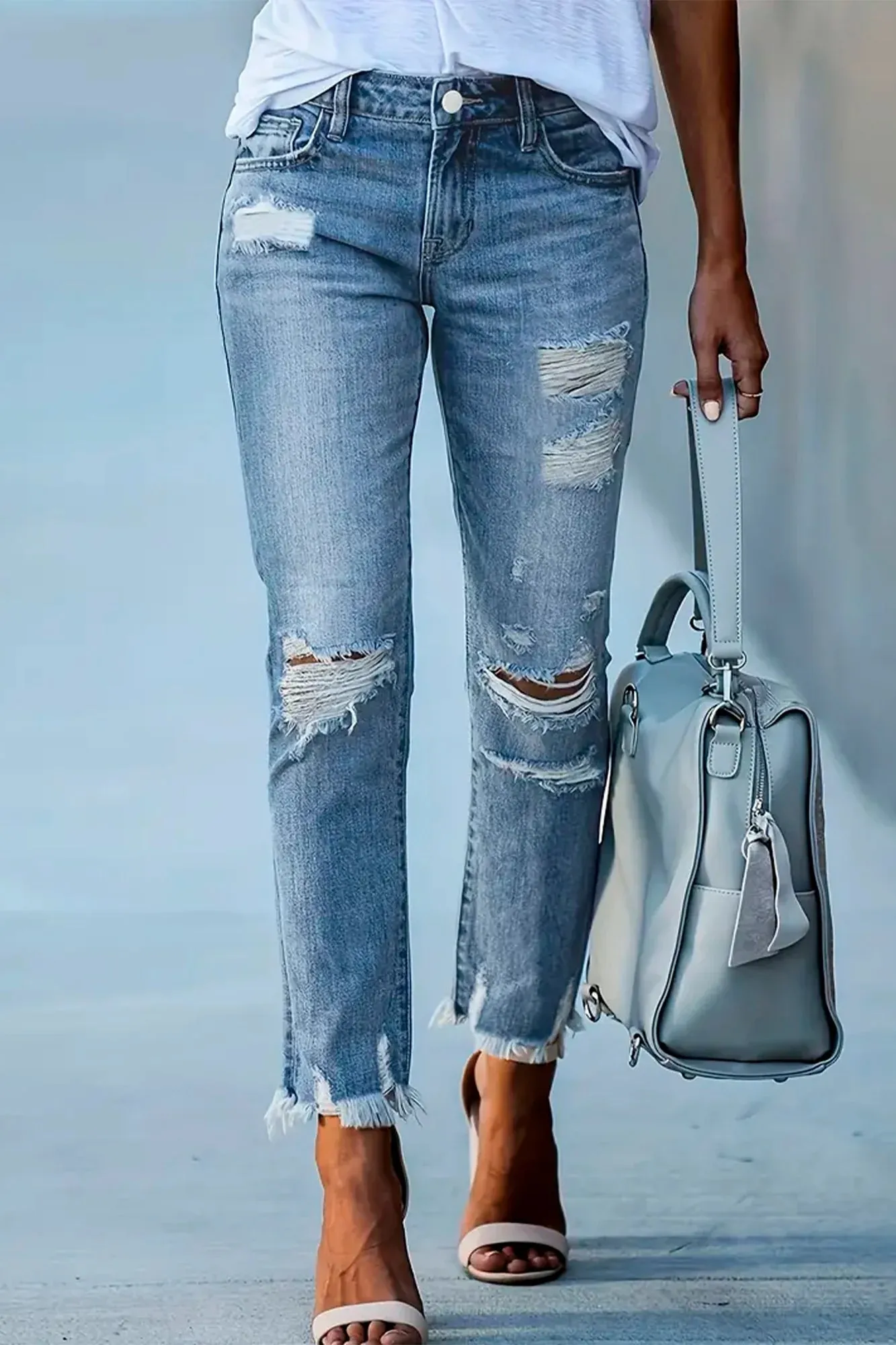 Cropped Ripped Jeans