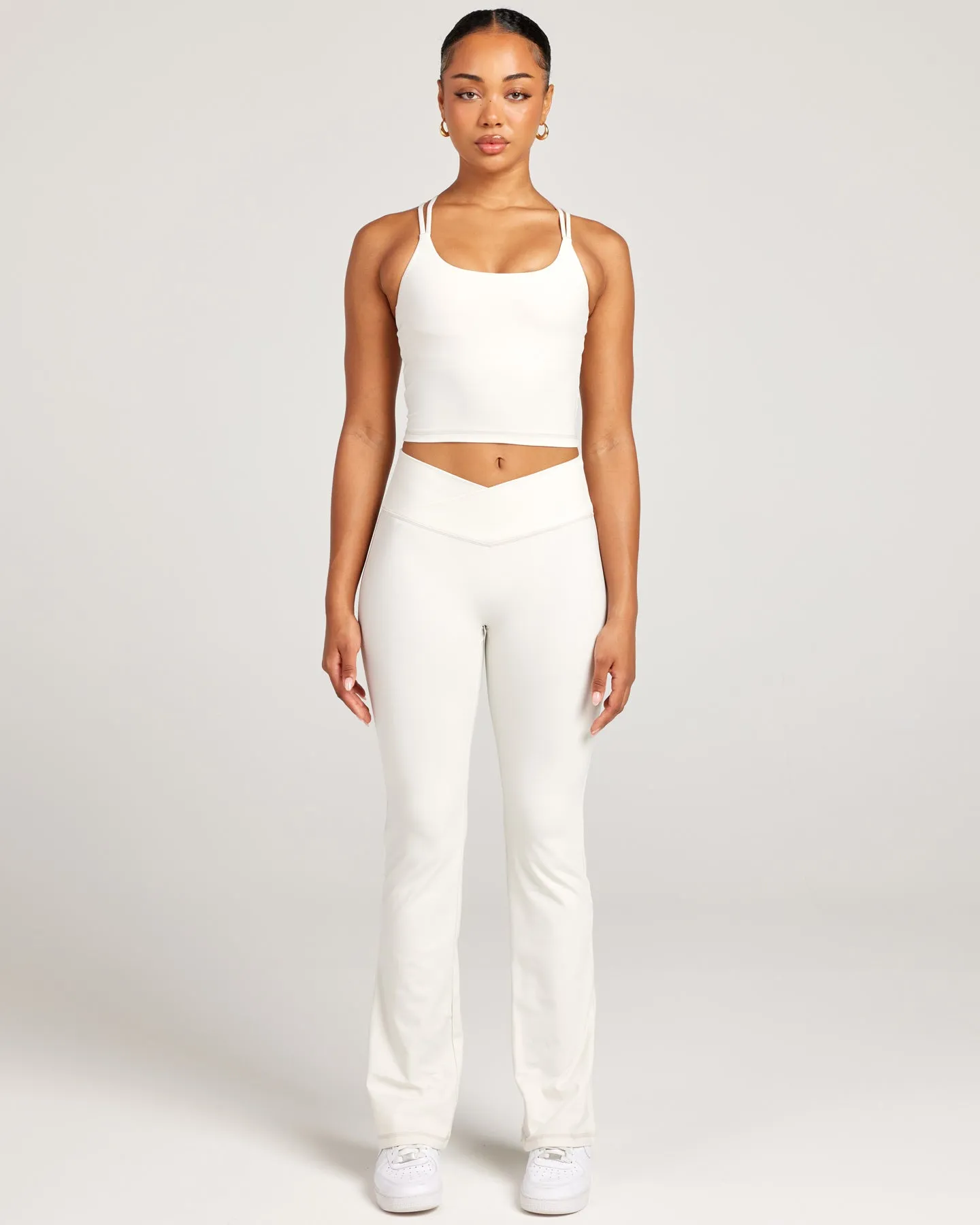 Cross Over Flare Leggings - Vanilla Latte
