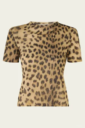 Crush Shrunken Linen Tee in Dark Leopard