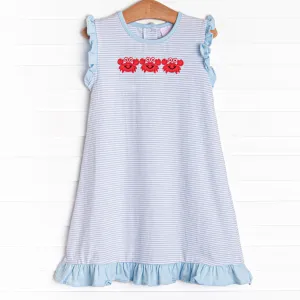 Cute and Crabby Applique Dress, Blue