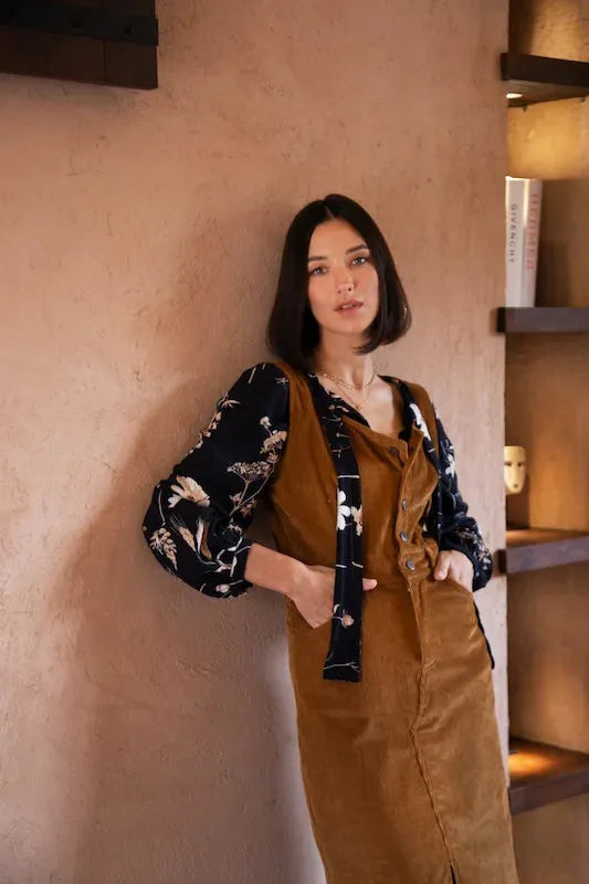 Darcy Pinafore Dress - Gold Corduroy