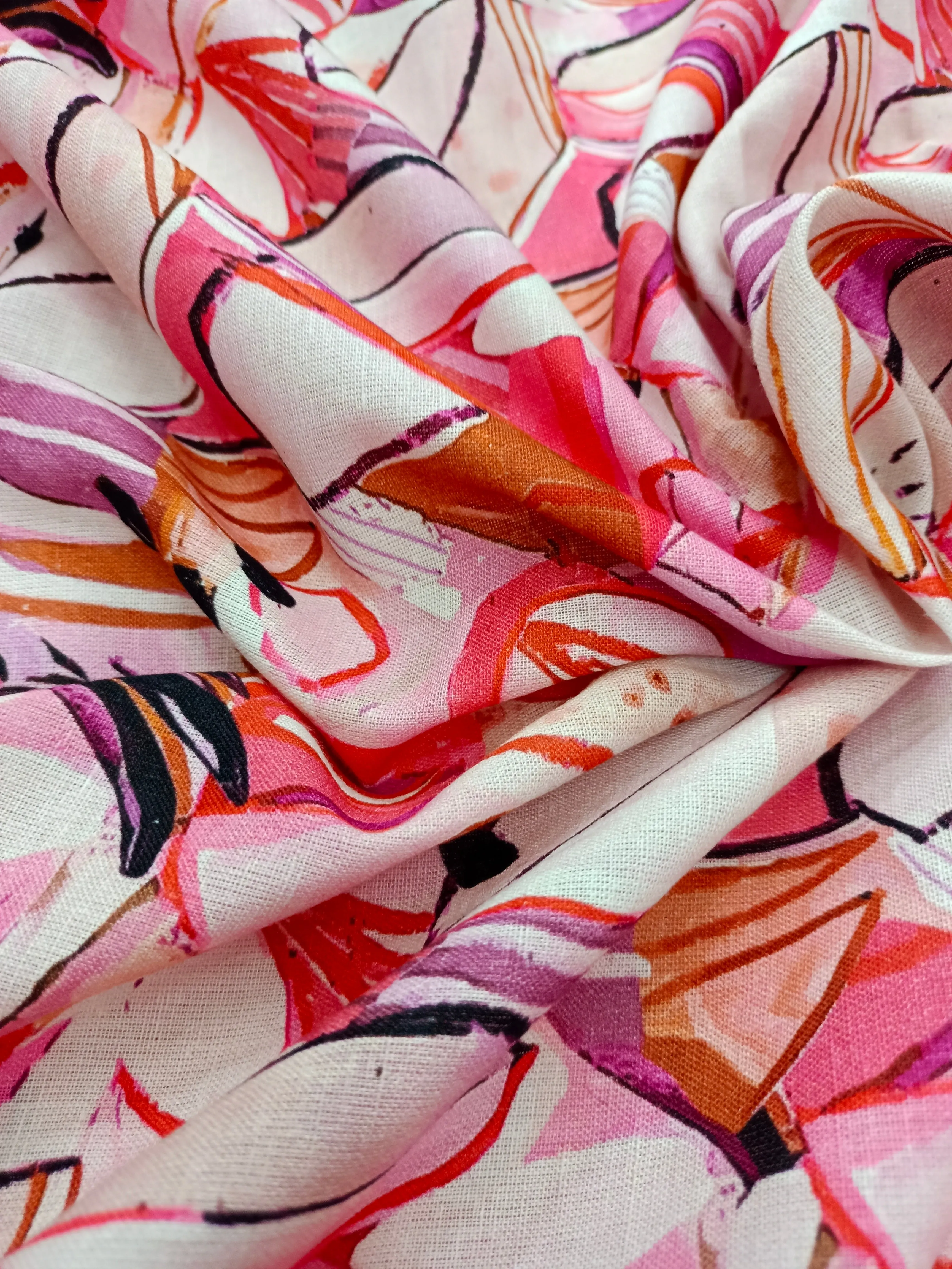 Digital Printed Linen Spun Cotton Soft Fabric
