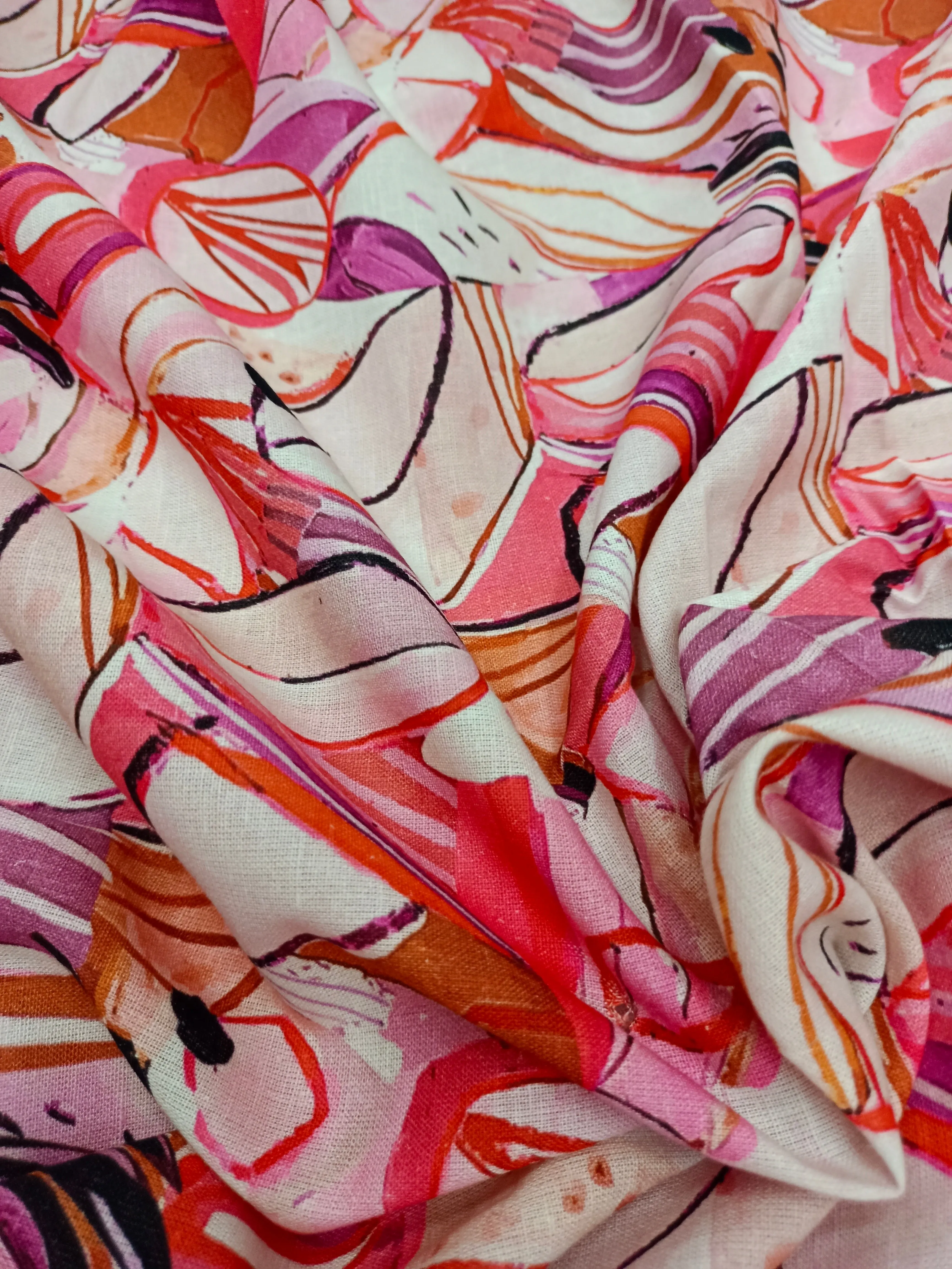 Digital Printed Linen Spun Cotton Soft Fabric