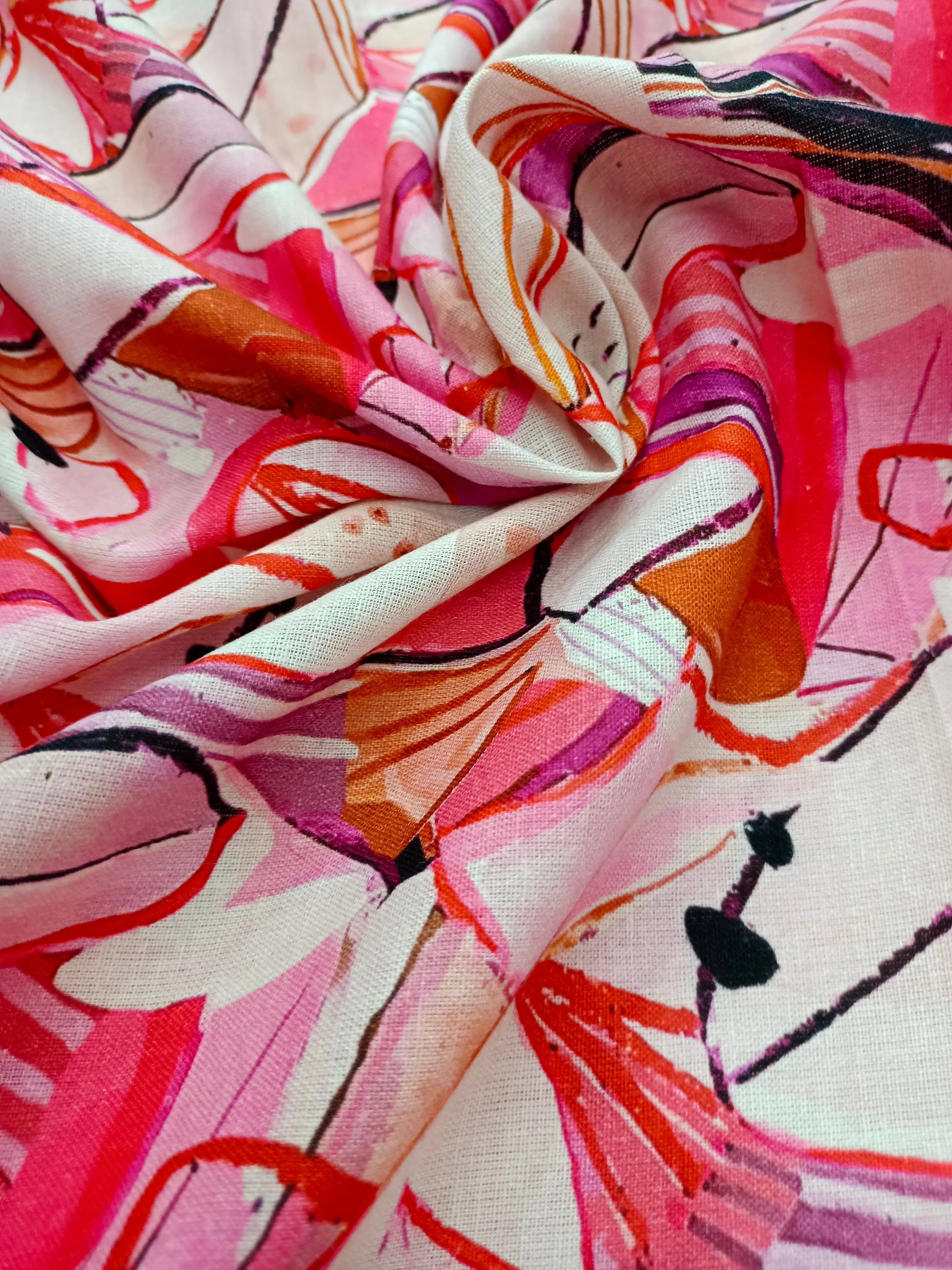 Digital Printed Linen Spun Cotton Soft Fabric