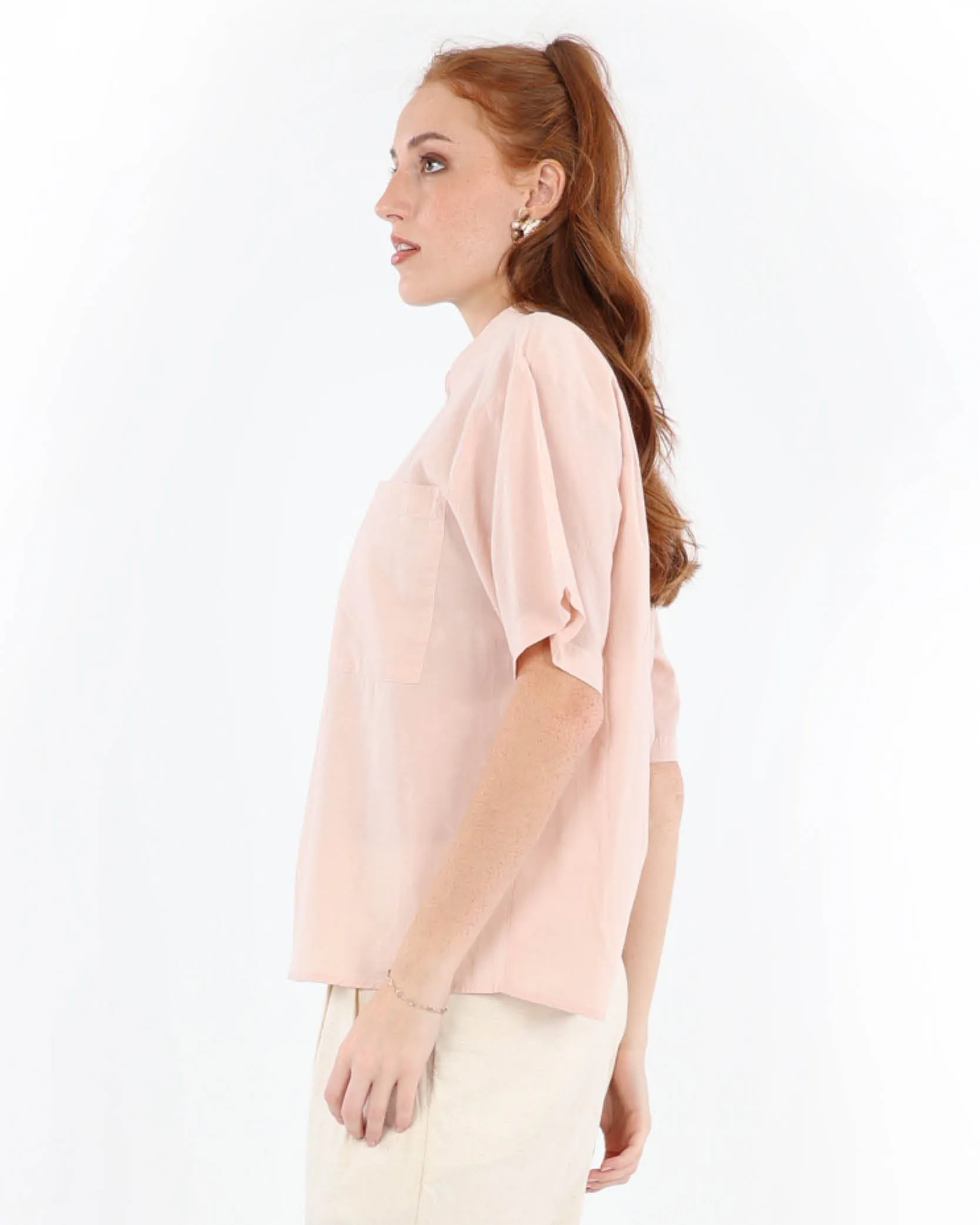 Double Pocket Henley Cotton Shirt