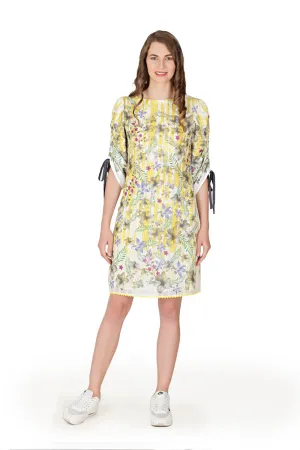 Drawstring Sleeve Shift Dress