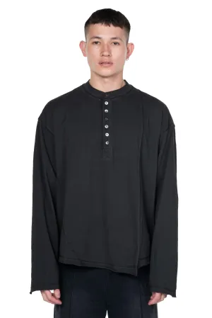 E Henley Top Cold Dyed Grey