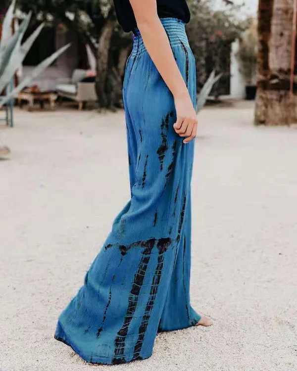 Elastic High Waisted Tie Dye Pants