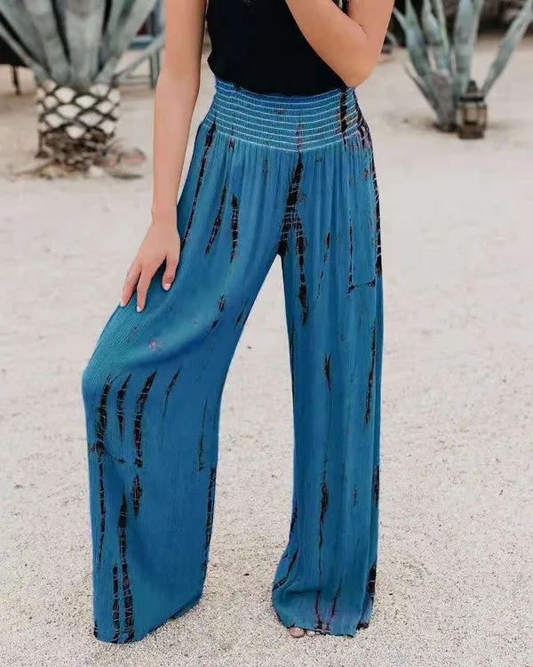 Elastic High Waisted Tie Dye Pants