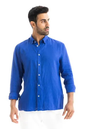 Electric Blue Linen Shirt
