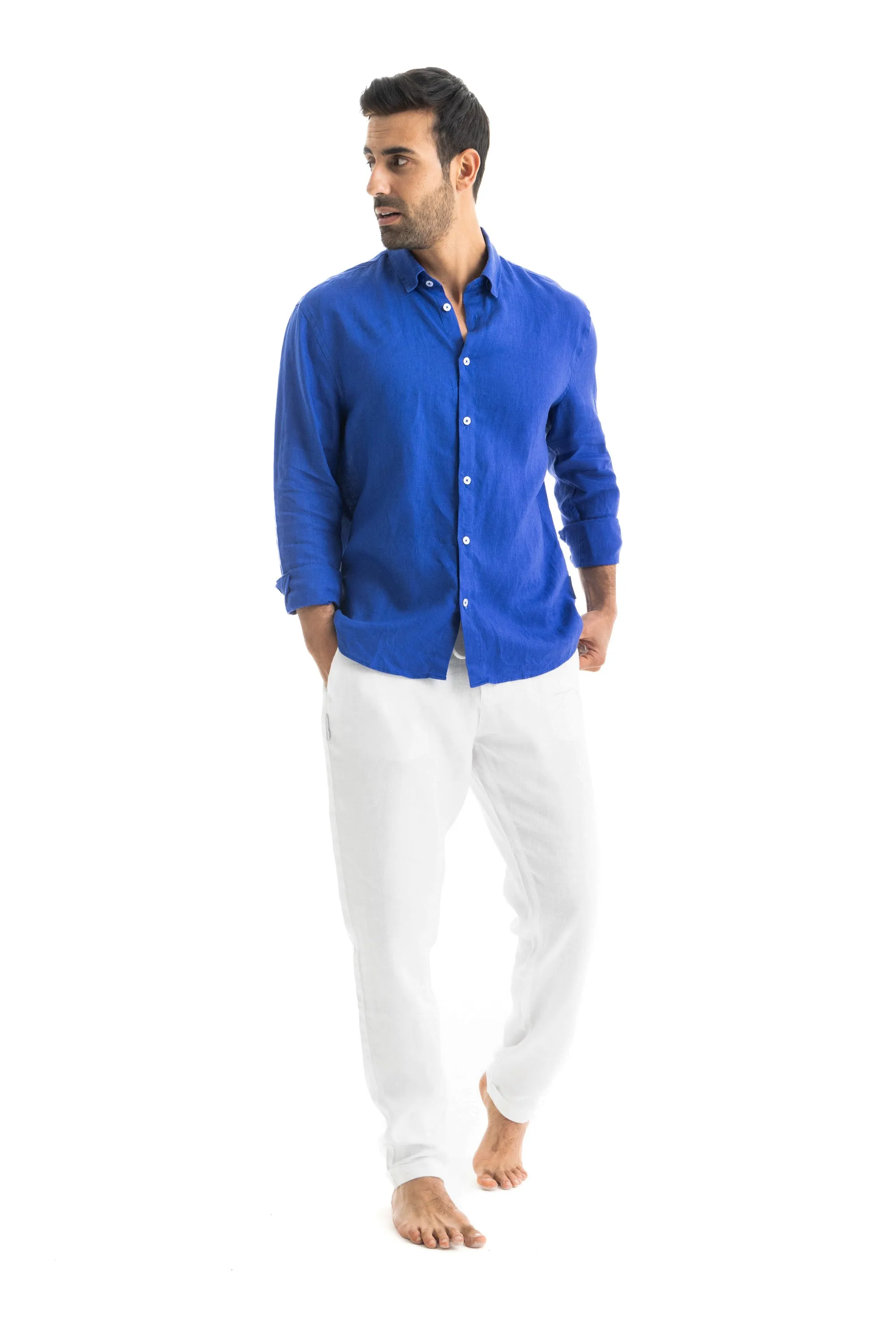 Electric Blue Linen Shirt