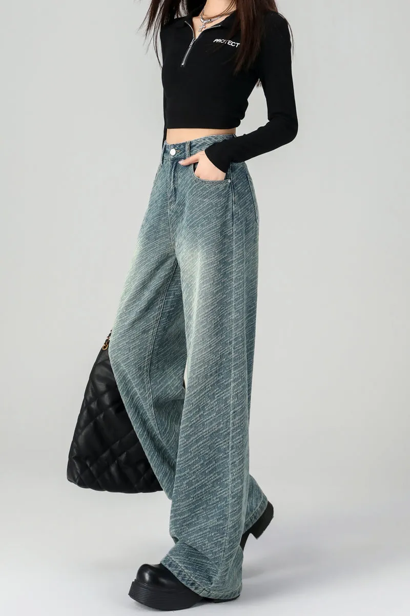 Elegant Wide-Leg Jean with Wrinkle Resistance and Slimming Effect