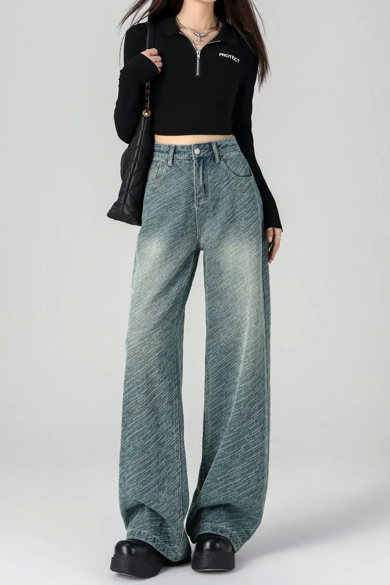 Elegant Wide-Leg Jean with Wrinkle Resistance and Slimming Effect