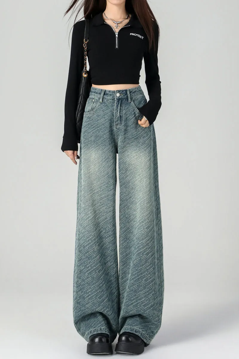Elegant Wide-Leg Jean with Wrinkle Resistance and Slimming Effect