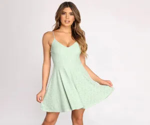 Eyelet Breeze Stylish Sleeveless Skater Dress