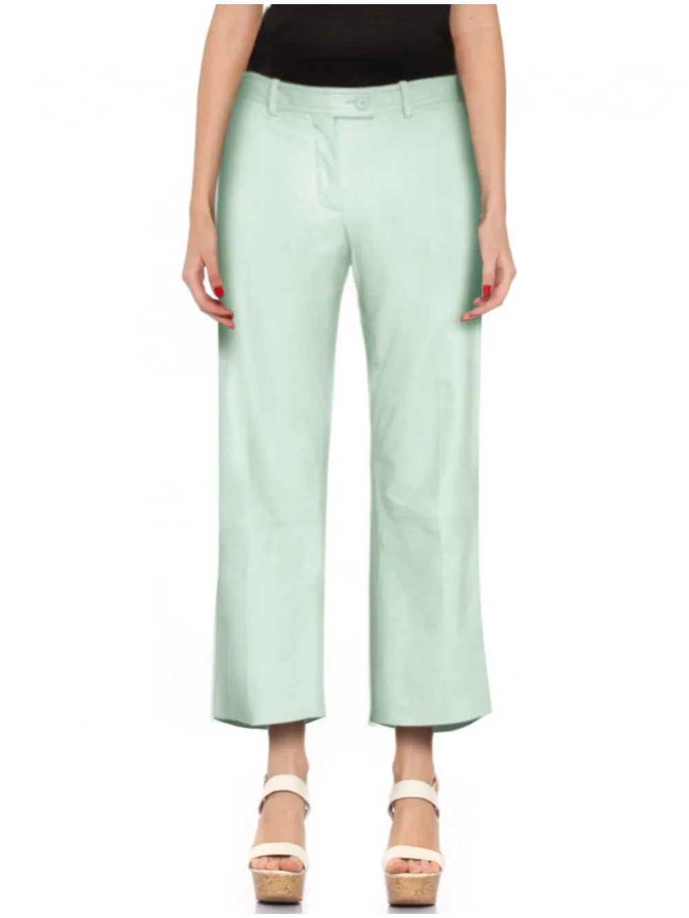 Flared Cropped Leather Pants