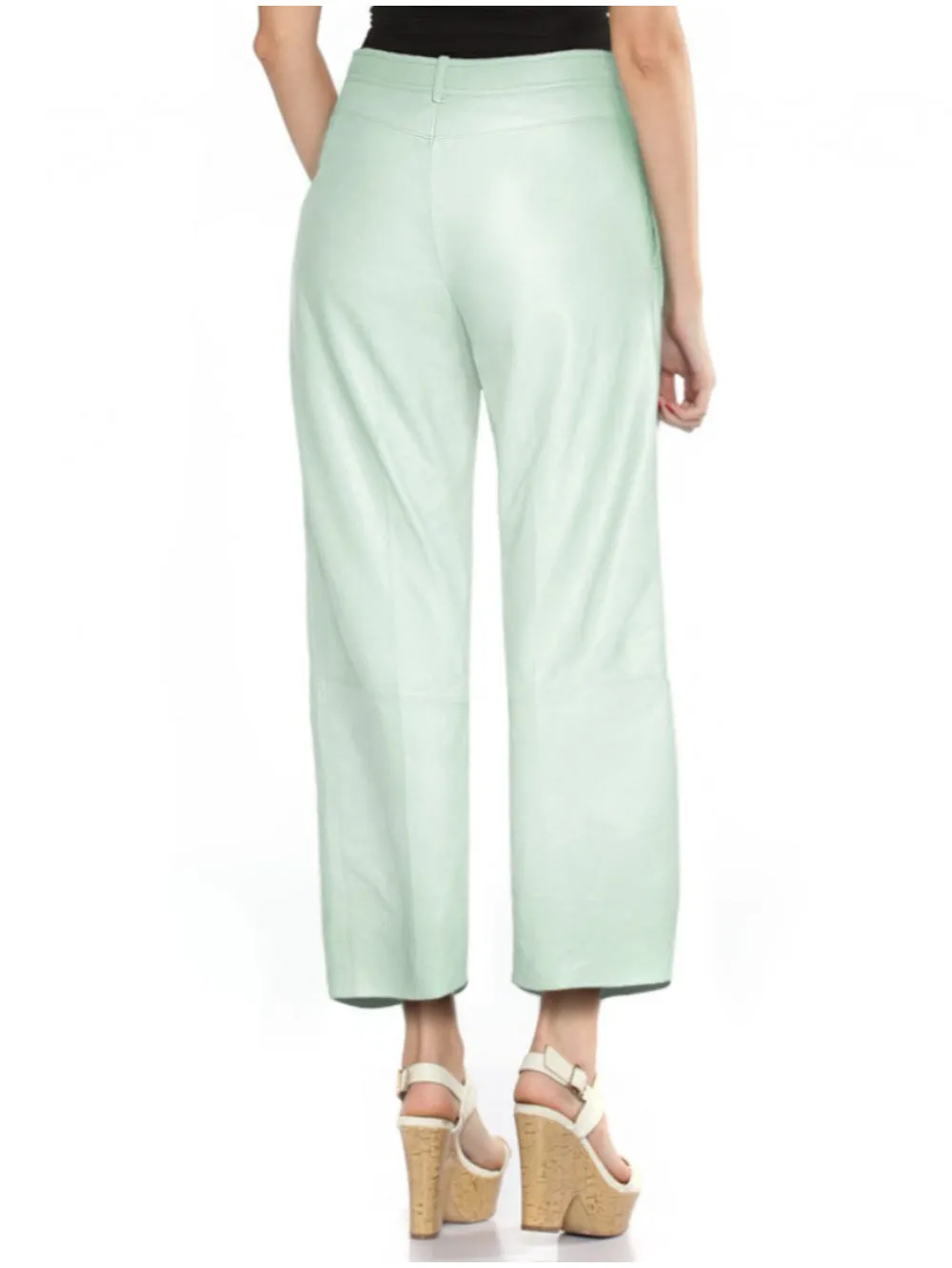 Flared Cropped Leather Pants