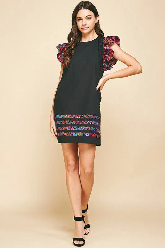 Floral  Contrast Shift Dress