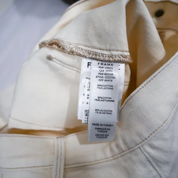 FRAME Denim Cropped Flare Pants in Off White Size 25