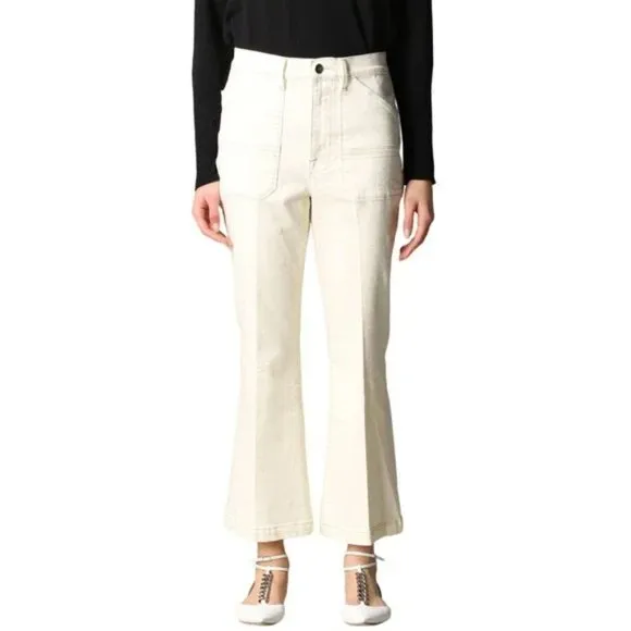 FRAME Denim Cropped Flare Pants in Off White Size 25