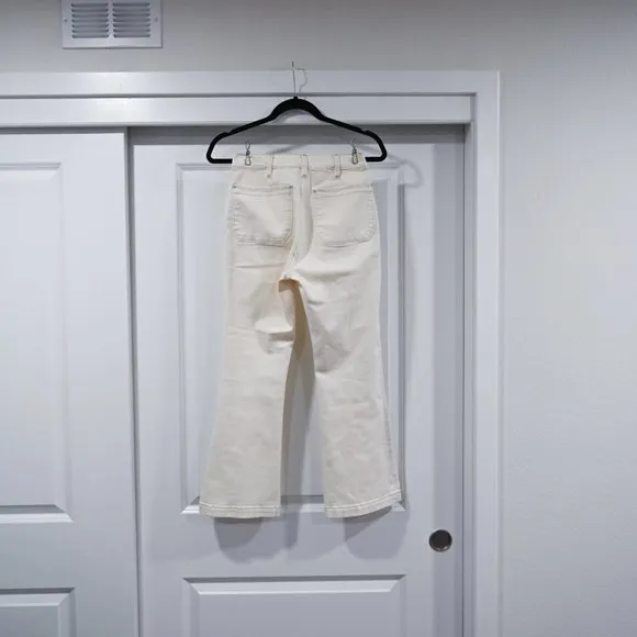 FRAME Denim Cropped Flare Pants in Off White Size 25
