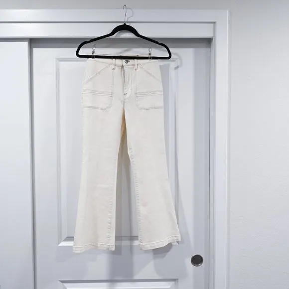 FRAME Denim Cropped Flare Pants in Off White Size 25