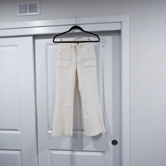 FRAME Denim Cropped Flare Pants in Off White Size 25