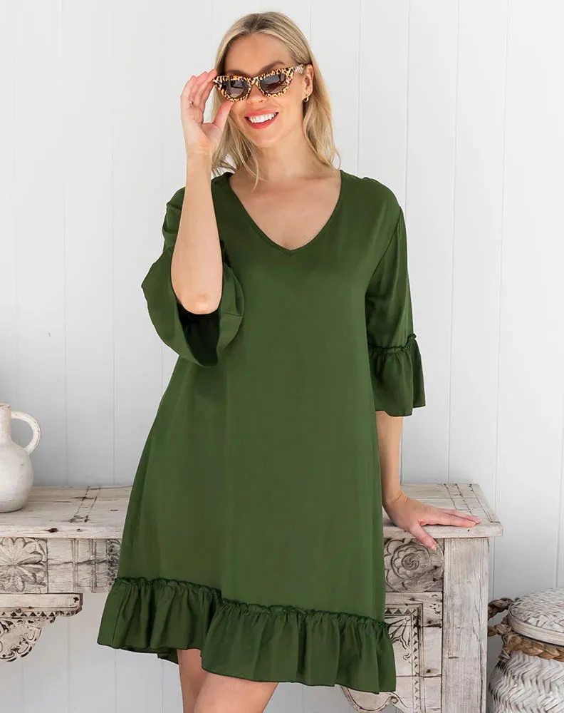 Freez Shift Dress Olive S