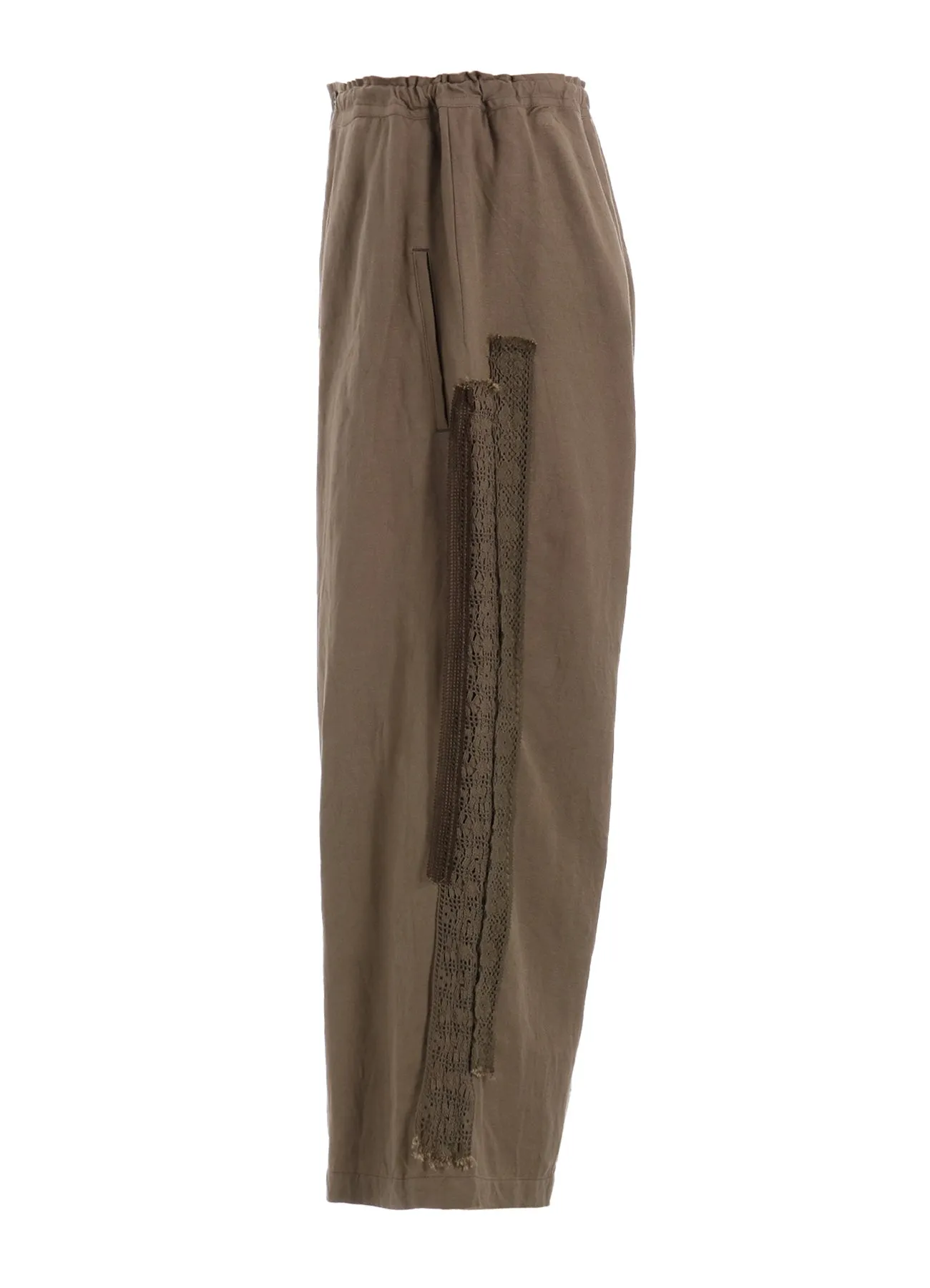 FRONT TUCKED WIDE PANTS WITH LACE