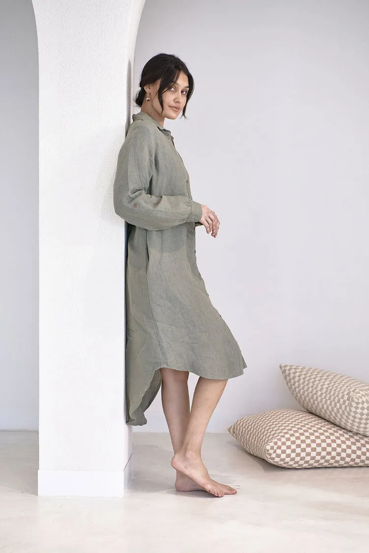 Fundamental Linen Shirt Dress - Pistachio