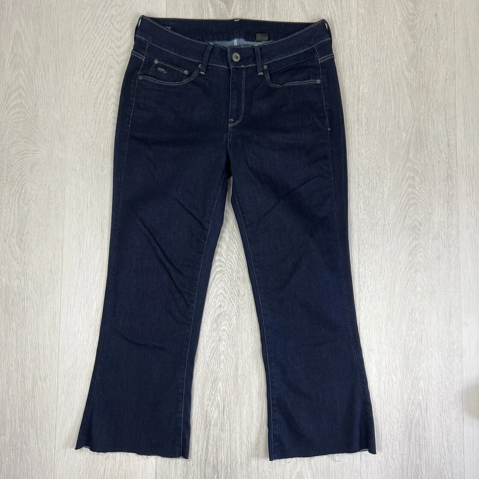 G-Star 3301 Womens Jeans Dark Wah High Flare Size 30 - Chopped