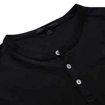 GEORGIA SHORTSLEEVE HENLEY (BLACK) - ROBERT BARAKETT