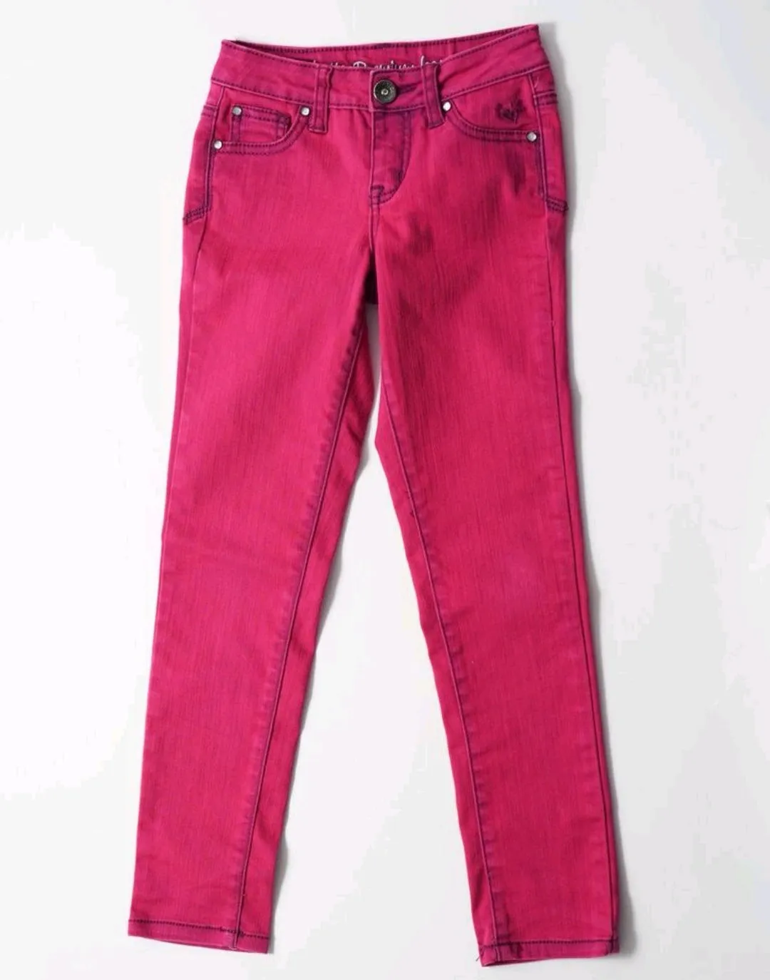 GIRL SIZE 8 YEARS - JUSTICE Premium Jeans, Acid-Washed Pink EUC B13