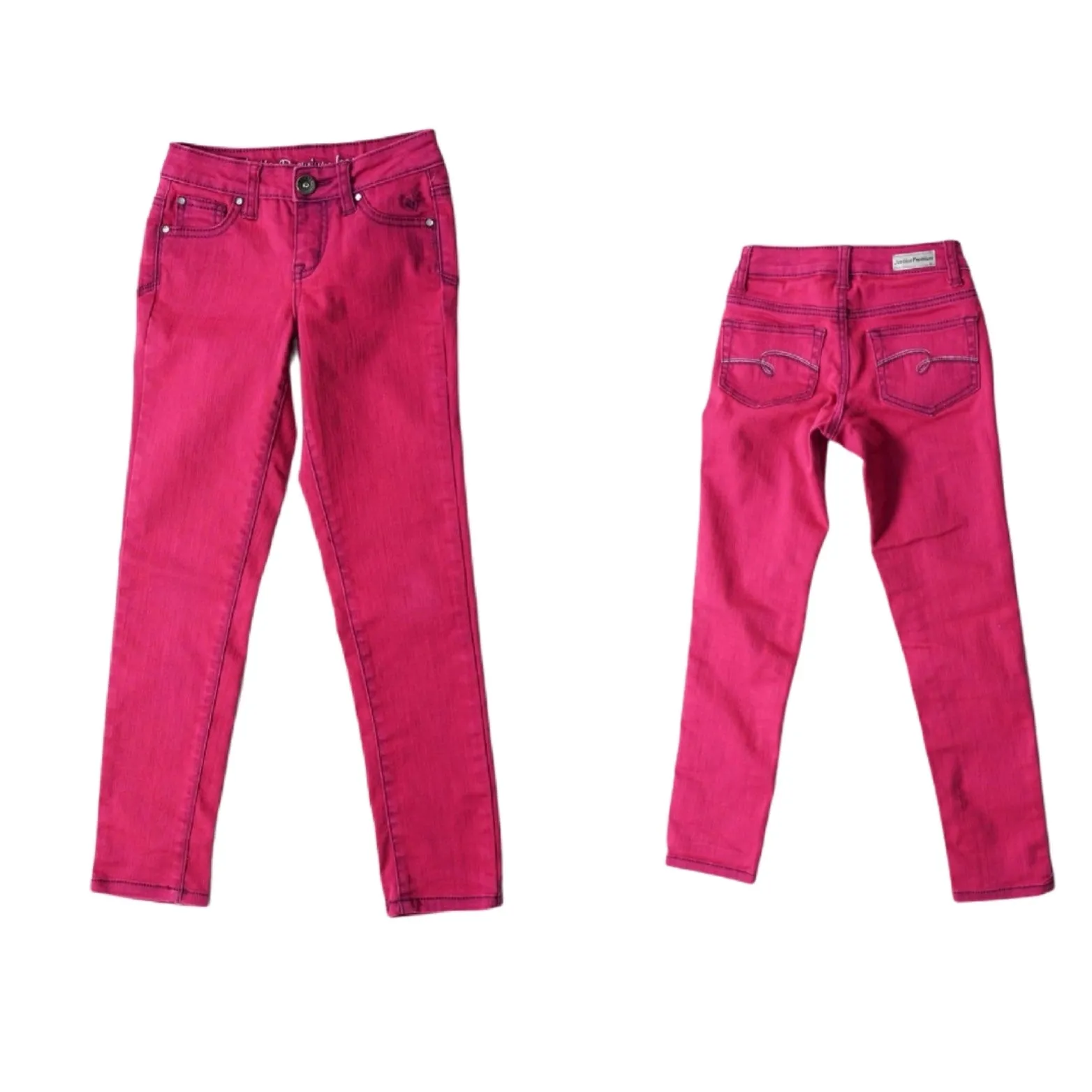 GIRL SIZE 8 YEARS - JUSTICE Premium Jeans, Acid-Washed Pink EUC B13