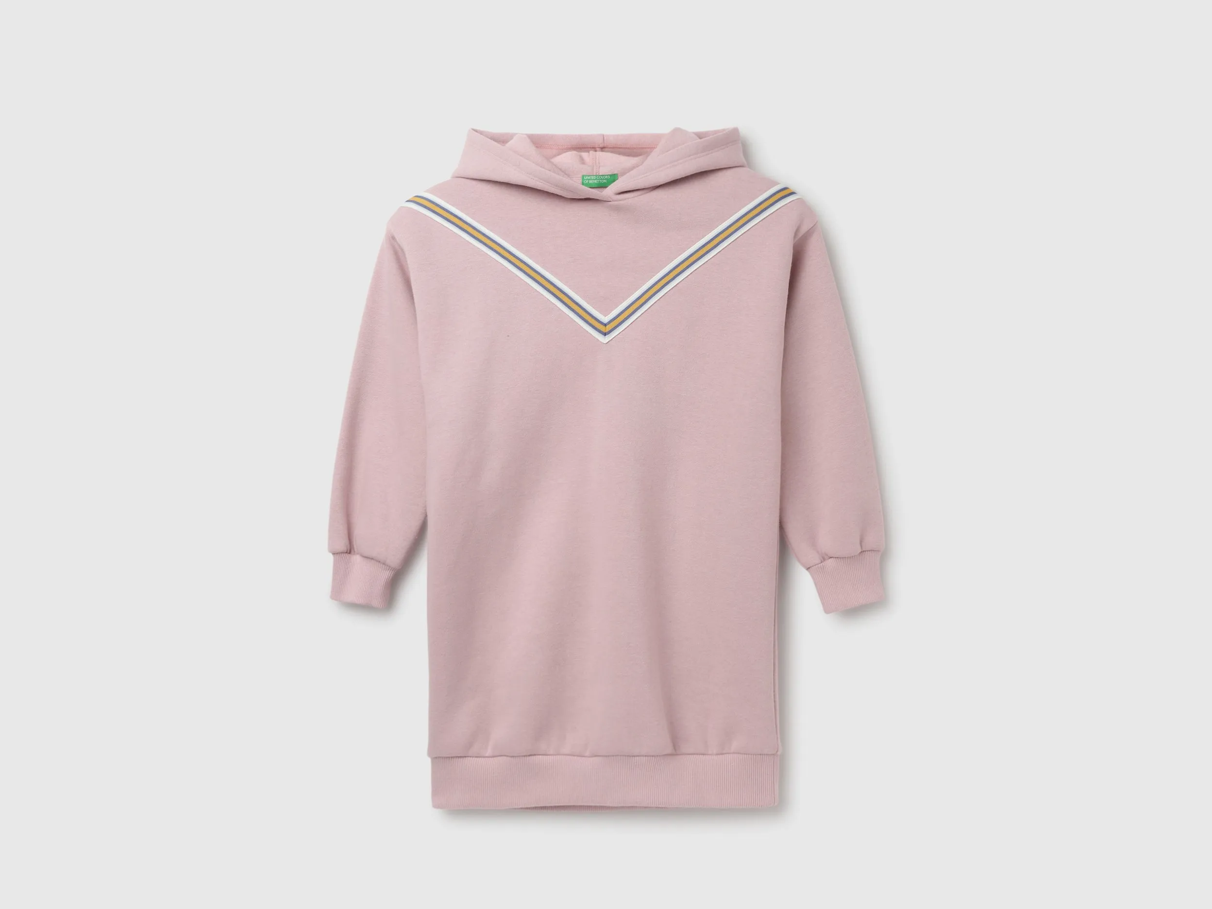 Girl's Regular Fit Hooded Neck Striped Dress
