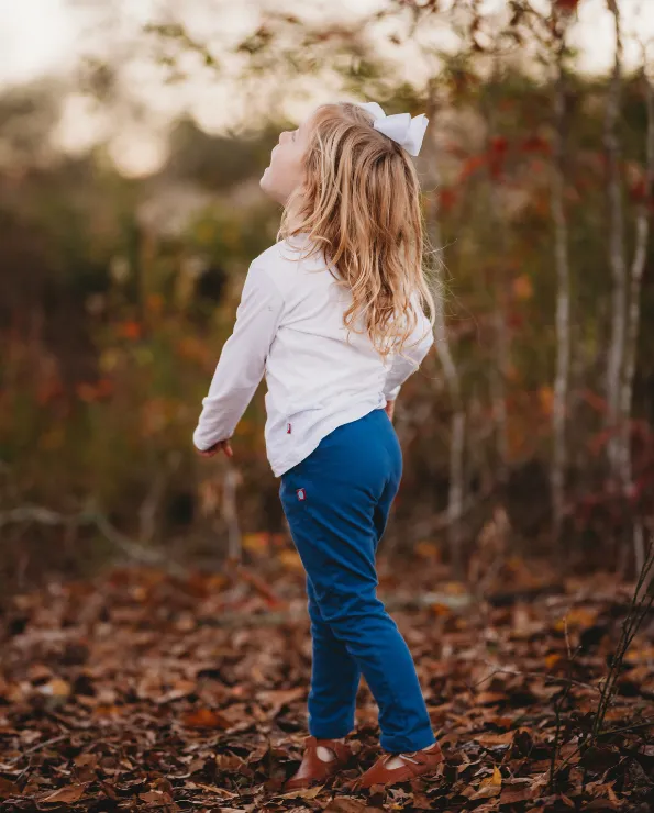 Girls Soft Cotton UPF 50  Jersey Pocket Pants | Turquoise