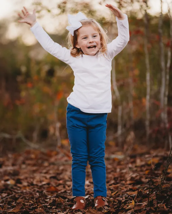 Girls Soft Cotton UPF 50  Jersey Pocket Pants | Turquoise